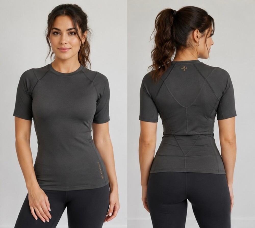 Tommie Copper Znergy Compression Athletic Shirt Gray Short Sleeve Top, woman’s S